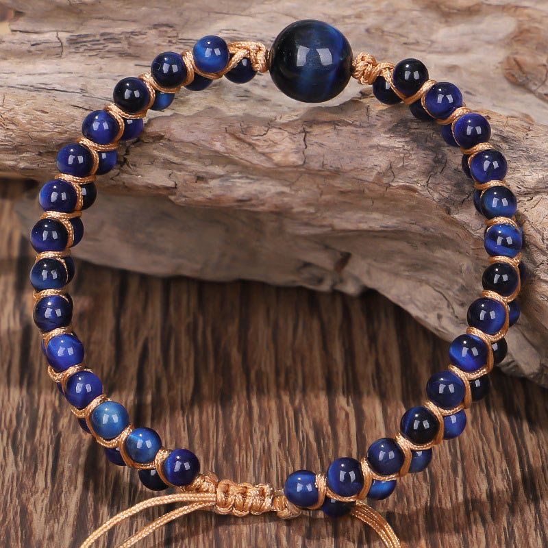 Fortune Jewel Divine Blue Tiger Eye Stone Protection Bracelet