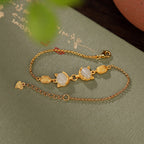 Fortune Jewel 925 Sterling Silver Natural Hetian White Jade Cyan Jade Lovely Fox Luck Bracelet