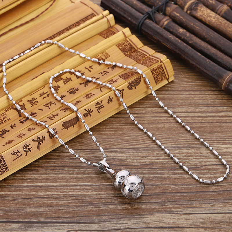 Buddha Stones Tibetan Yin Yang Symbol Gourd Harmony Titanium Steel Necklace Pendant Fortune Jewel