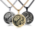 Fortune Jewel Tiger Dragon Titanium Steel Chain Necklace Harmony Pendant