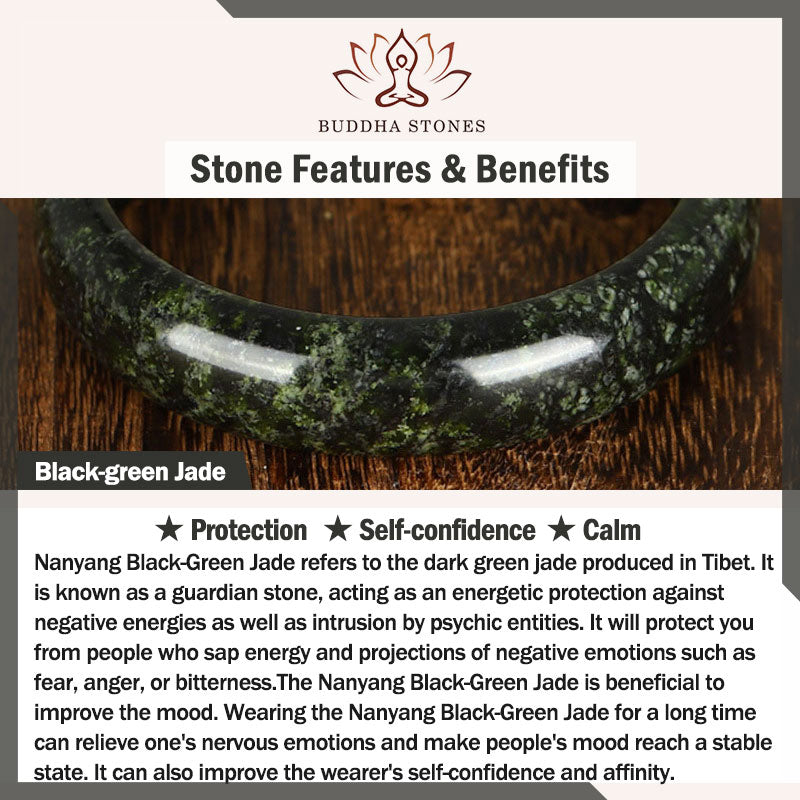 Fortune Jewel Tibetan Nanyang Black-Green Jade PiXiu Peace Buckle Protection Necklace Pendant