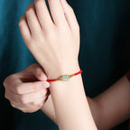 Fortune Jewel Tibet Handmade Green Aventurine Red Stone Malachite Luck Protection Braided Rope Bracelet