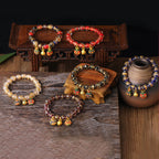 Fortune Jewel Gold Swallowing Beast Family Charm Gold Silver Foil Liuli Glass Bead Blessings Bracelet