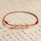 Fortune Jewel Strawberry Crystal Beads Luck Red String Anklet