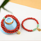 Fortune Jewel Tibetan Cinnabar Green Aventurine Luck Bracelet Necklace