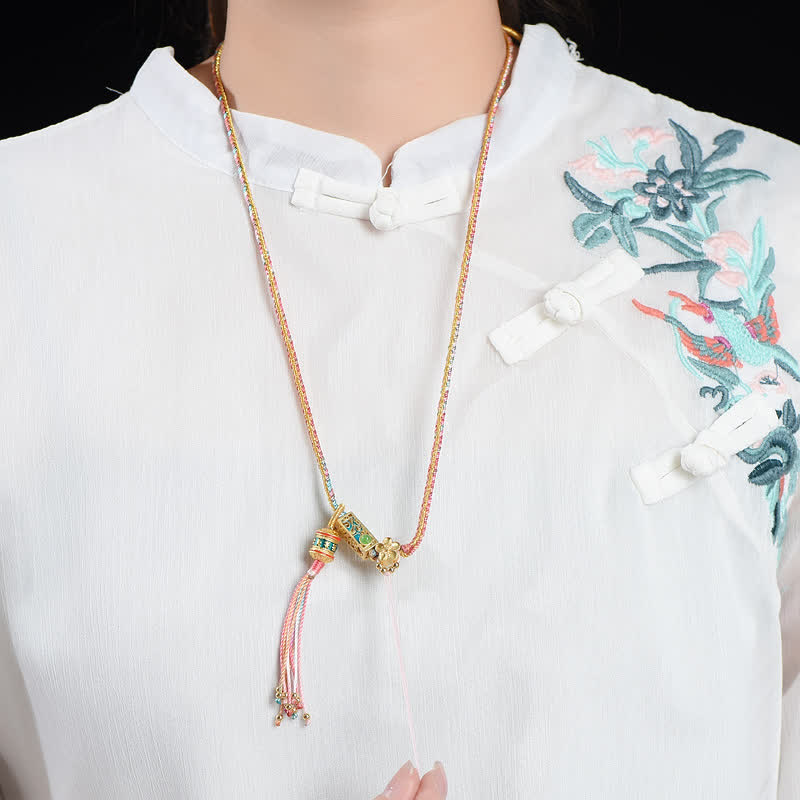 Fortune Jewel Colorful String Copper Wealth Necklace Pendant