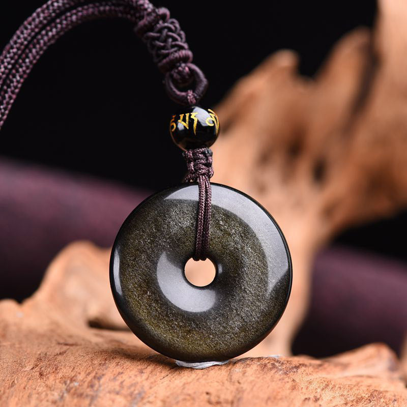 Fortune Jewel Tibetan Obsidian Protection Necklace