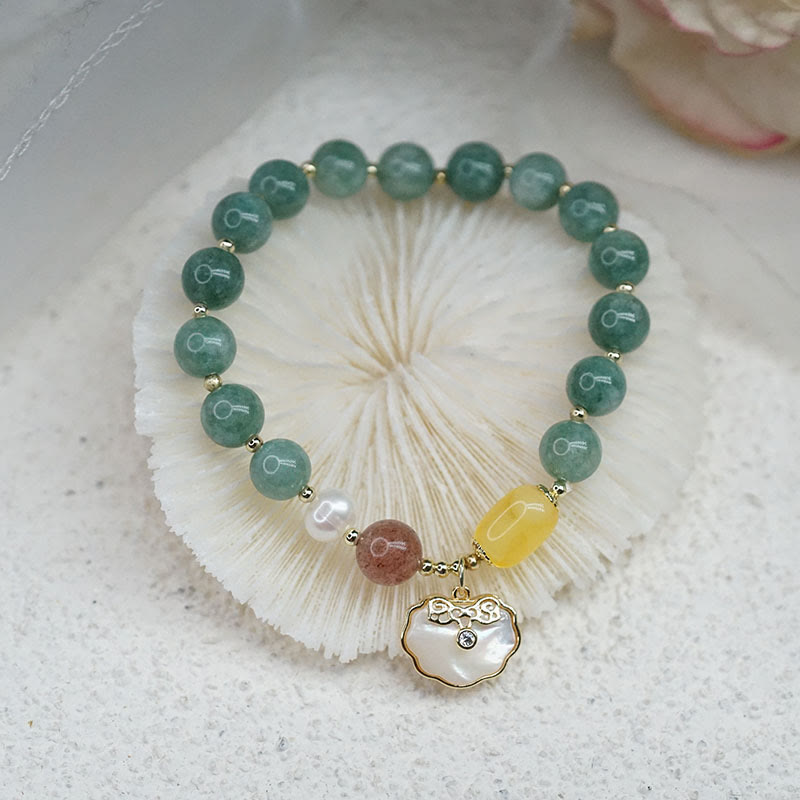 Fortune Jewel Jade Sea shell Ruyi Lock Luck Bracelet