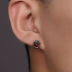 Fortune Jewel 925 Sterling Silver Natural Amber Dragon Success Protection Stud Earring