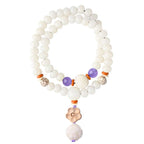 Fortune Jewel Tibetan White Jade Bodhi Lotus Blessing Bracelet Fortune Jewel