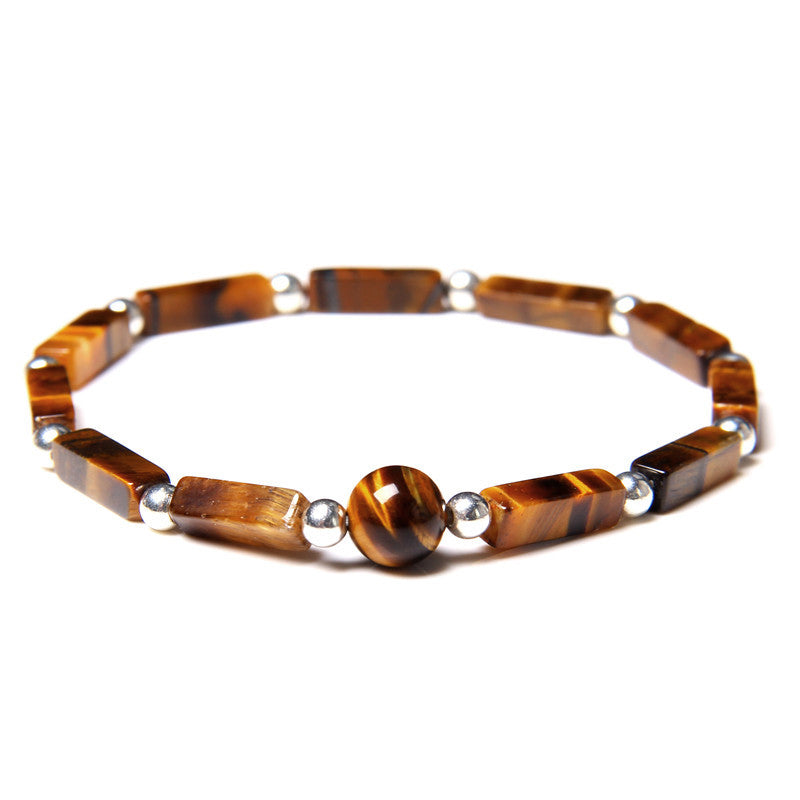 Fortune Jewel Natural Crystal Amethyst Tiger Eye Spiritual Balance Bracelet