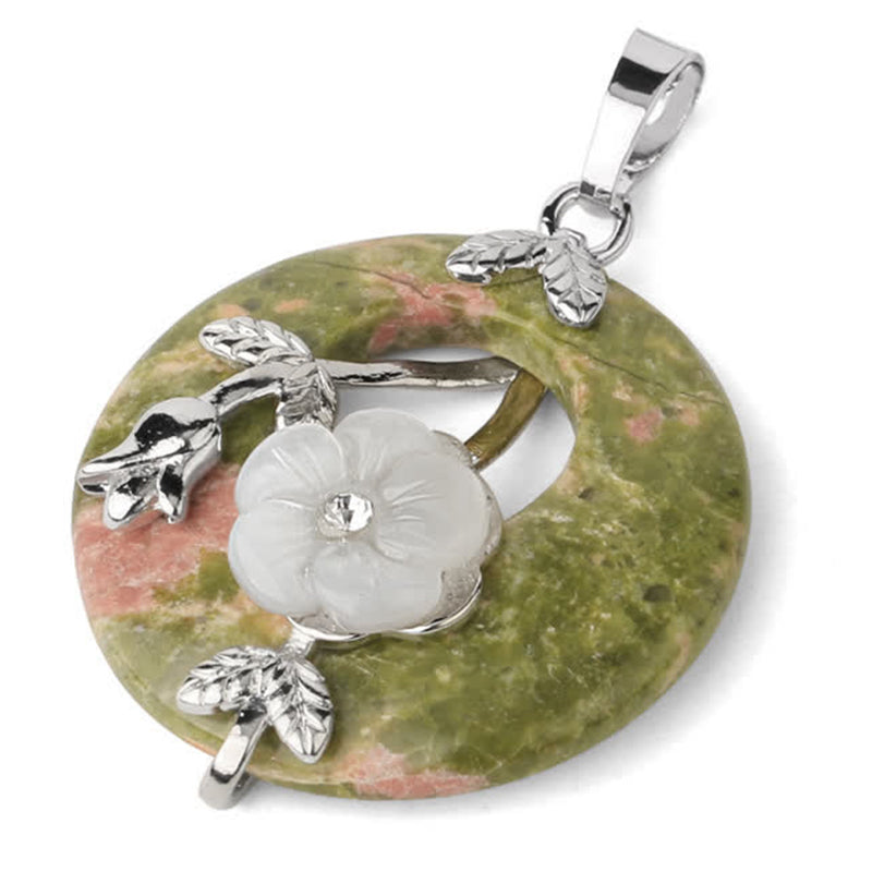 Fortune Jewel Various Crystal Amethyst Green Aventurine Flower Healing Necklace Pendant