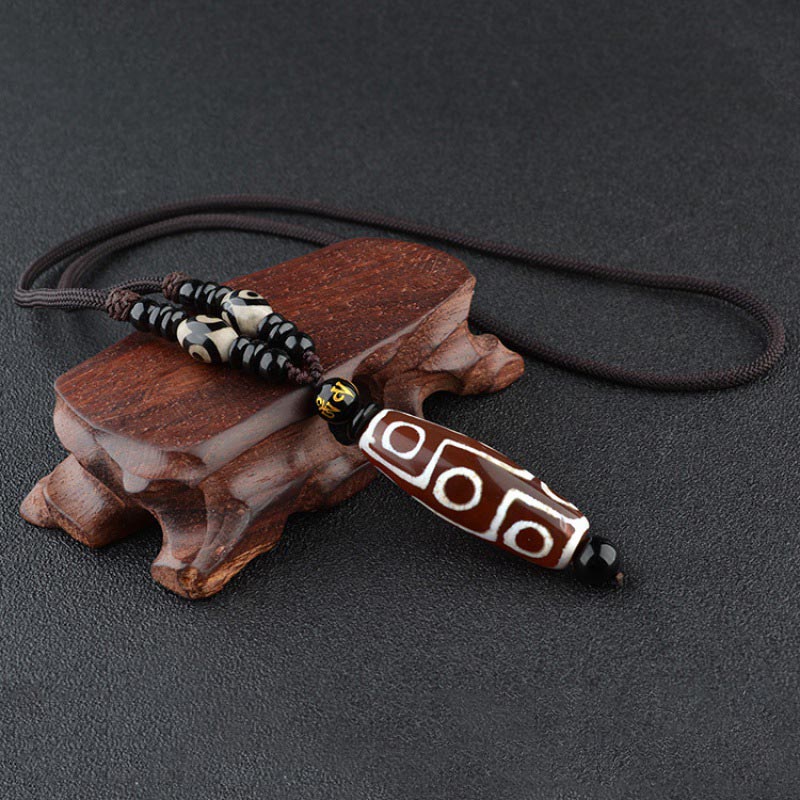 Fortune Jewel Nine-Eye Dzi Bead Wealth Protection Necklace