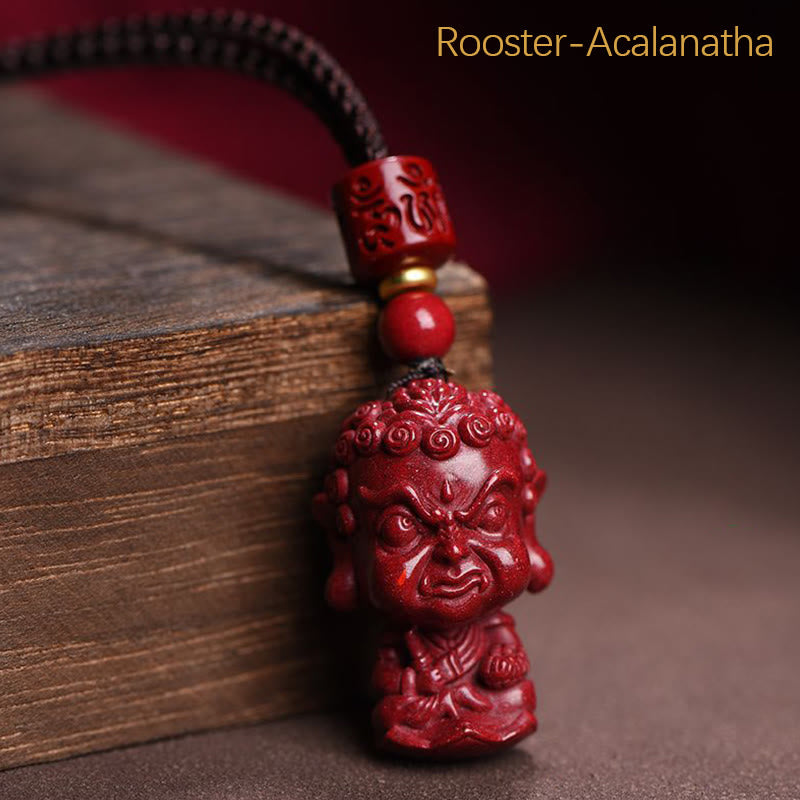 Fortune Jewel Chinese Zodiac Natal Buddha Natural Cinnabar Amulet Keep Away Evil Spirits Necklace Pendant