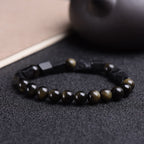 Fortune Jewel Gold Sheen Obsidian Black Tourmaline Wealth Bracelet
