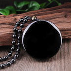 Fortune Jewel Bagua Dragon Phoenix Obsidian Fulfilment Pendant Necklace