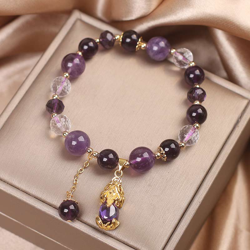 Fortune Jewel  Natural Amethyst PiXiu Healing Bracelet