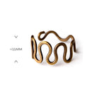 Fortune Jewel Simple Curved Brass Design Copper Luck Wealth Adjustable Ring