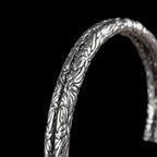 Fortune Jewel Flower Dragon Pattern Engraved Balance Cuff Bracelet Bangle