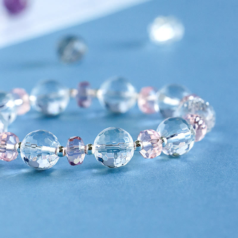 Fortune Jewel White Crystal Pink Crystal Protection Star Charm Bracelet