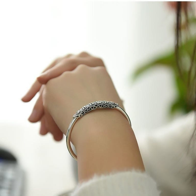Fortune Jewel Om Mani Padme Hum Engraved Peace Cuff Bracelet Bangle