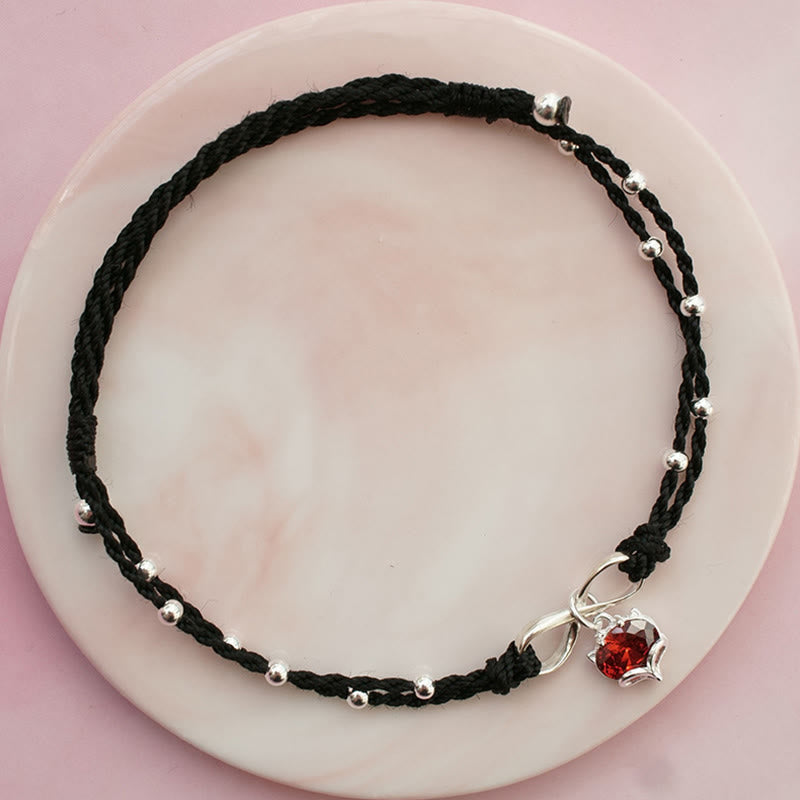 Fortune Jewel Love Heart Infinity Symbol Braided String Anklet