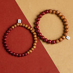 Fortune Jewel 925 Sterling Silver Peach Wood Cinnabar Ward Off Evil Spirits Bracelet