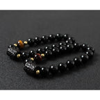 Black Obsidian Ebony Wood Red Tiger Eye Strength Couple Bracelet