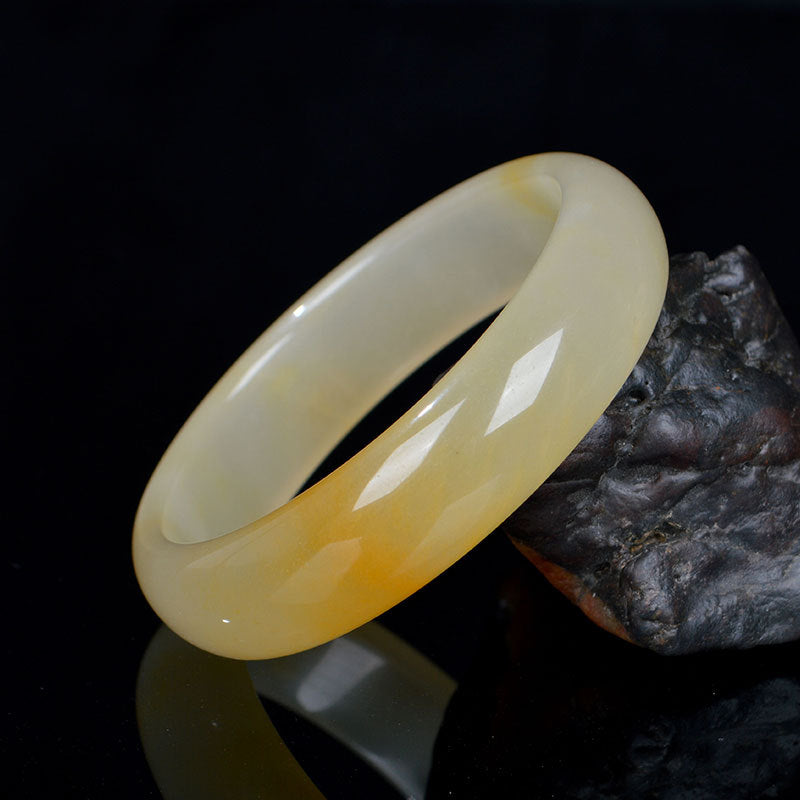 Fortune Jewel Natural Golden Silk Jade Luck Wealth Bracelet Bangle