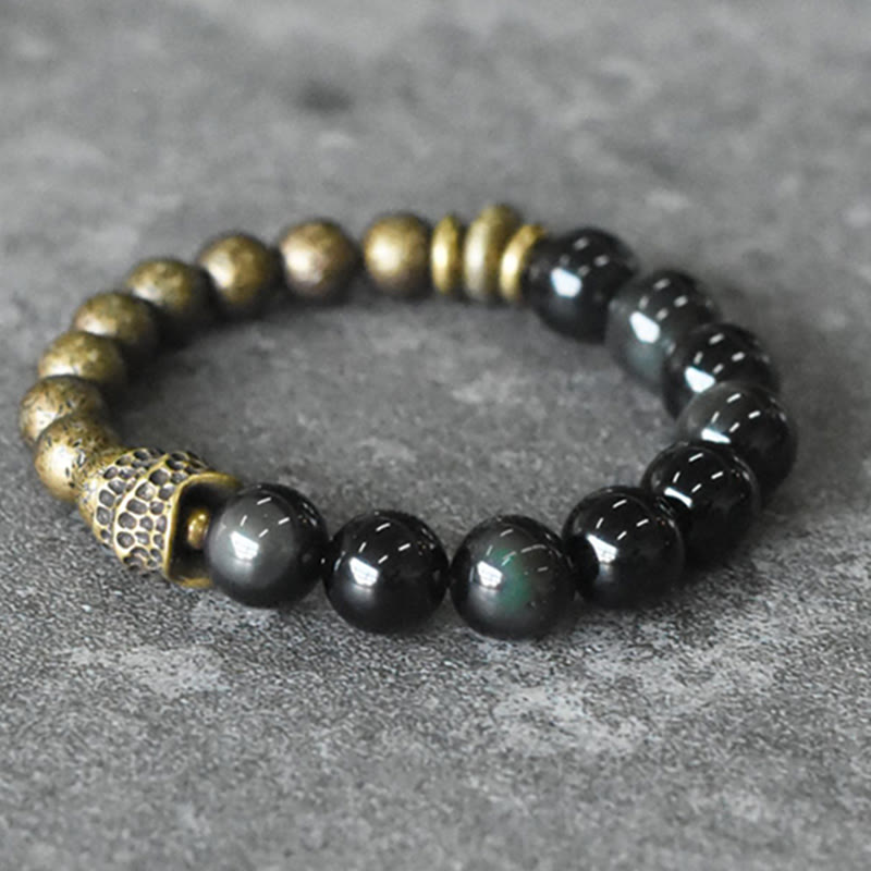Fortune Jewel Rainbow Obsidian Copper Bead Positive Transformation Bracelet