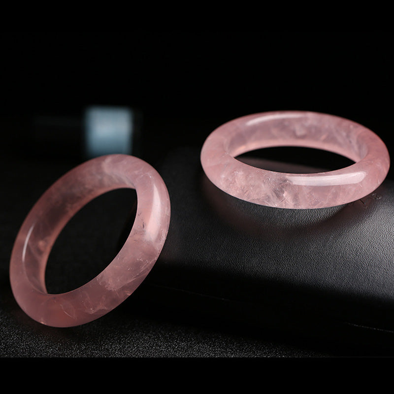 Fortune Jewel  Natural Rose Quartz Love Caring Bracelet Bangle