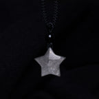 Fortune Jewel Natural Silver Sheen Obsidian Star Crescent Moon Protection Necklace Pendant