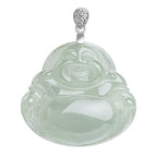 Fortune Jewel Natural Jade Laughing Buddha Prosperity Abundance Titanium Steel Chain Necklace Pendant Fortune Jewel
