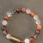 Fortune Jewel White Crystal Red Hematoid Quartz Gold Rutilated Quartz Purple Phantom Protection Bracelet