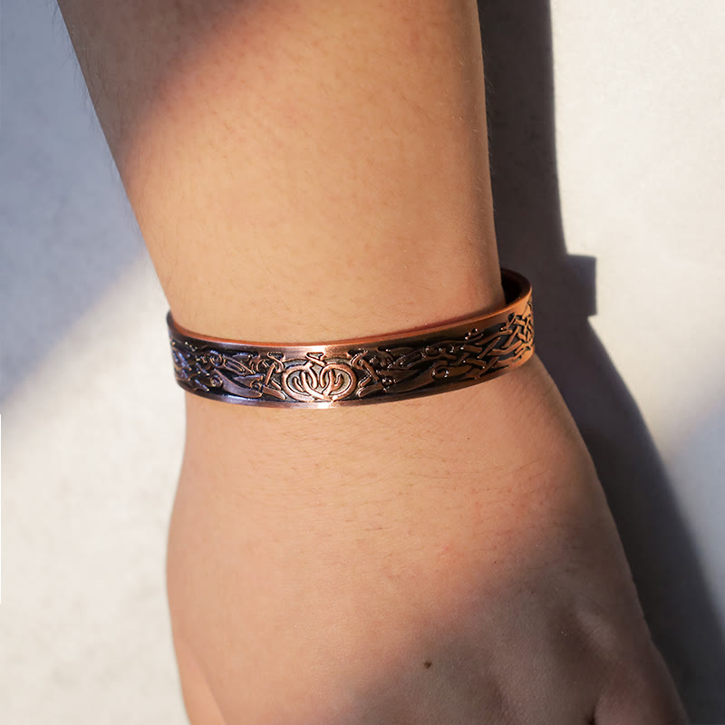 Fortune Jewel Viking Birds Magnetic Copper Adjustable Cuff Bracelet Bangle