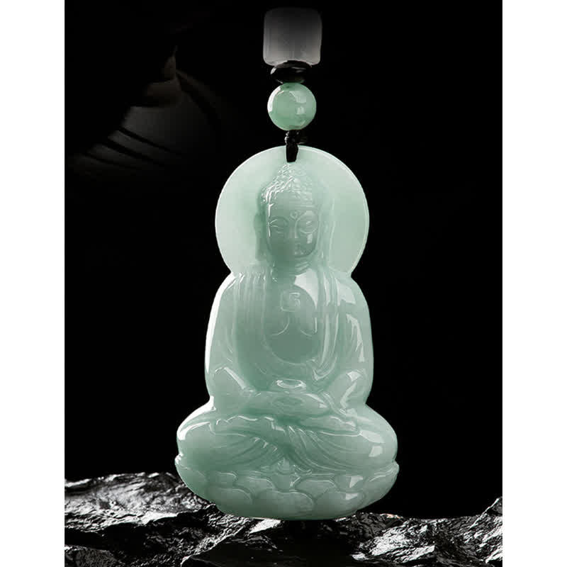Fortune Jewel Amitabha Buddha Jade Amulet Compassion String Necklace Fortune Jewel