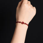 Fortune Jewel Four Leaf Clover Five-petal Flower Cinnabar Blessing Red String Bracelet