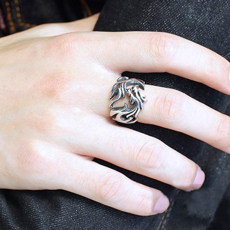Fortune Jewel Dragon Pattern Protection Strength Adjustable Ring Fortune Jewel