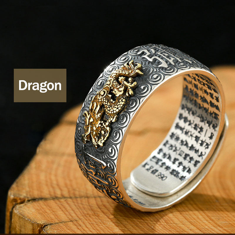Fortune Jewel Chinese Zodiac Natal Buddha Wealth Luck Adjustable Ring Fortune Jewel