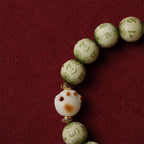 Fortune Jewel Green Bodhi Seed Cat Paw Om Mani Padme Hum Engraved Wisdom Bracelet
