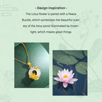 Fortune Jewel Natural White Chalcedony Peace Buckle Lotus Pendant S925 Sterling Silver Necklace