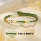 Fortune Jewel Hetian Jade Peace Buckle Luck Peach Blossom Braided Bracelet