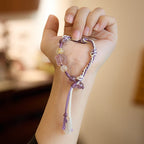 Fortune Jewel Natural Fluorite Amethyst Silver Sheen Obsidian Tiger's Eye Protection Rope Bracelet