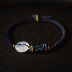 Fortune Jewel Handmade White Agate Peace Buckle Luck Happiness Protection Weave String Bracelet