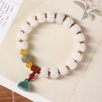 Fortune Jewel Natural Bodhi Seed Red Agate Bodhi Calm Harmony Engraved Pumpkin Bead Lotus Bracelet