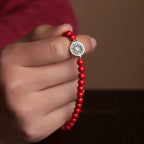 Fortune Jewel 925 Sterling Silver Yin Yang Bagua Symbol Cinnabar String Concentration Bracelet