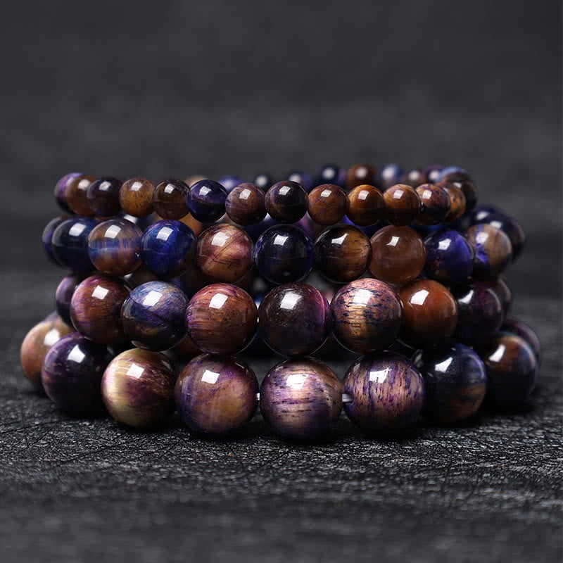 Fortune Jewel Natural Purple Tiger Eye Protection Strength Bracelet