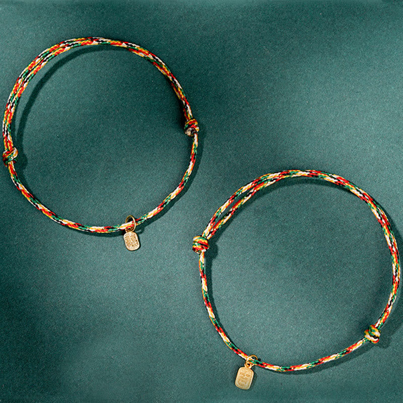 Fortune Jewel Auspicious Fu Character Peace And Joy Luck Handmade Multicolored Child Adult Bracelet
