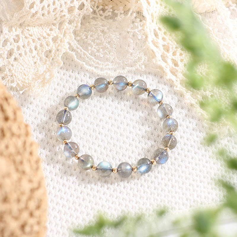 Fortune Jewel 14k Gold Plated Natural Moonstone Healing Love Bracelet