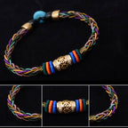 Fortune Jewel Tibetan Handmade Eight Thread Knot Copper Coin Luck Weave String Bracelet